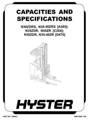 Hyster N30ZDR, N35ZR, N40ZR Electric Forklift Truck D470 Series Workshop Service Manual