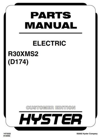 Hyster R30XMS2 Electric Reach Truck D174 Series Spare Parts Manual